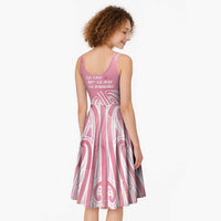 Breast Cancer Awareness Maori Midi Dress Kia Kaha Kia Maia Kia Manawanui - Polynesian Pride