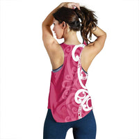 Breast Cancer Awareness Maori Women Racerback Tank Koru Kowhaiwhai - Polynesian Pride