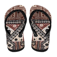 Brown Bula Fiji Flip Flops Unique Masi Tapa Pattern LT14 - Polynesian Pride