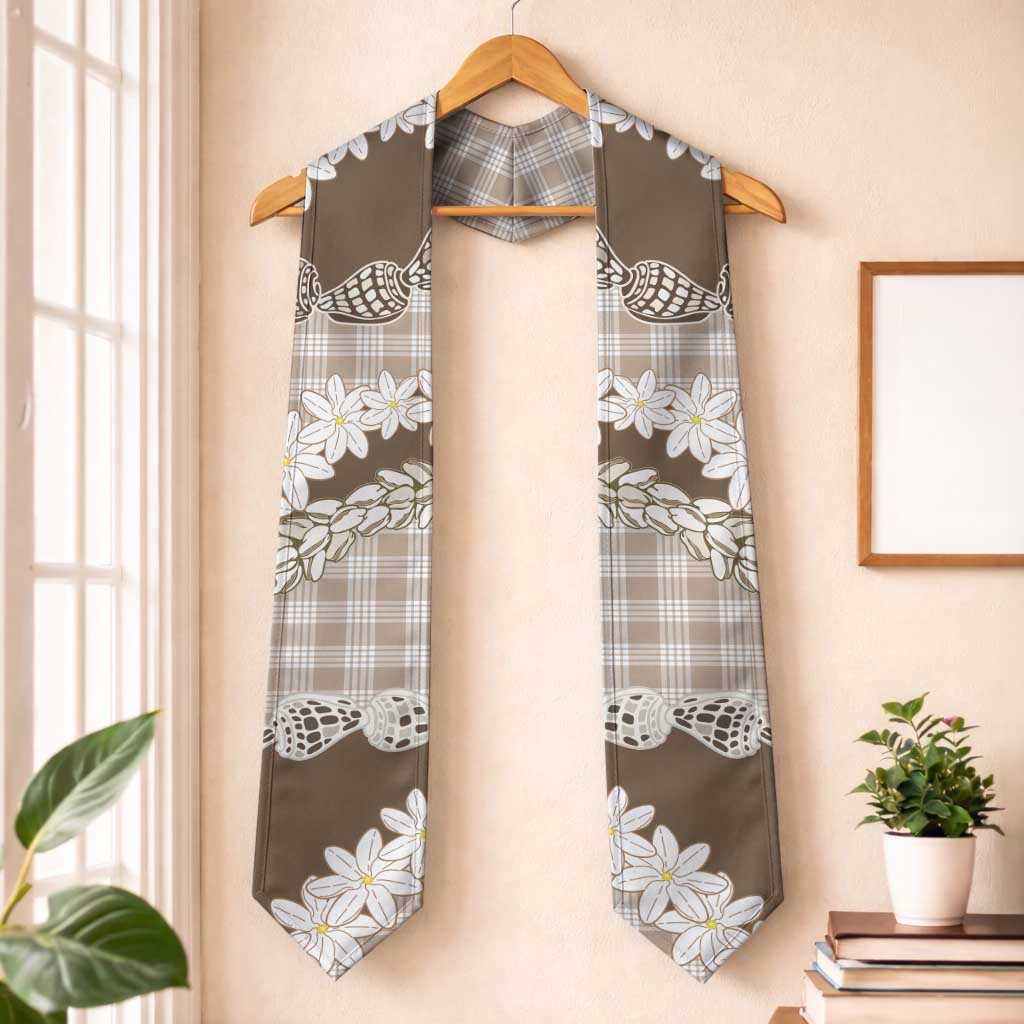 Brown Hawaii Tiare and Shell Lei Graduation Stole Hawaiian Palaka Luxury Vibes - Polynesian Pride