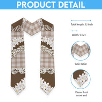 Brown Hawaii Tiare and Shell Lei Graduation Stole Hawaiian Palaka Luxury Vibes - Polynesian Pride