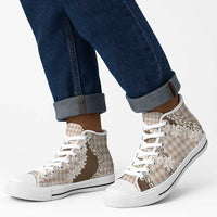 Brown Hawaii Tiare and Shell Lei High Top Shoes Hawaiian Palaka Luxury Vibes - Polynesian Pride