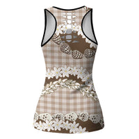 Brown Hawaii Tiare and Shell Lei Hollow Tank Top Hawaiian Palaka Luxury Vibes - Polynesian Pride