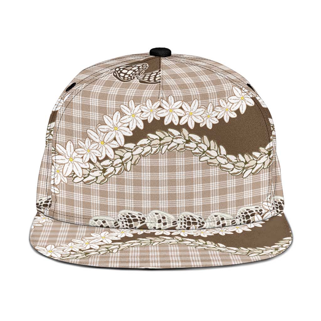 Brown Hawaii Tiare and Shell Lei Snapback Cap Hawaiian Palaka Luxury Vibes - Polynesian Pride