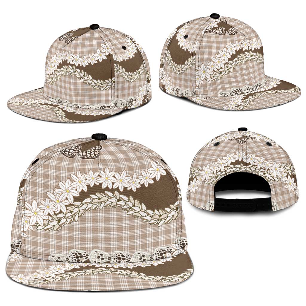 Brown Hawaii Tiare and Shell Lei Snapback Cap Hawaiian Palaka Luxury Vibes - Polynesian Pride