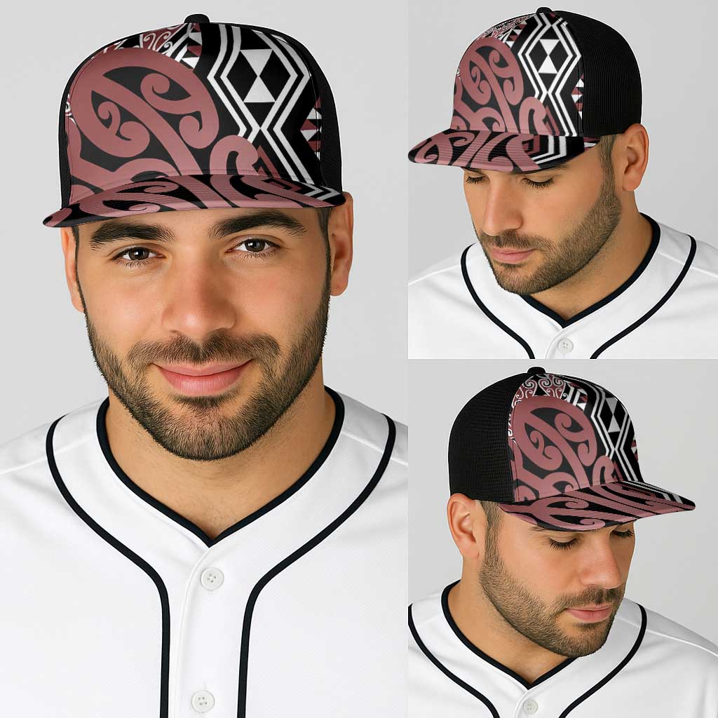 Brown New Zealand Baseball Net Cap Aotearoa Kowhaiwhai Mix Taniko Art - Polynesian Pride