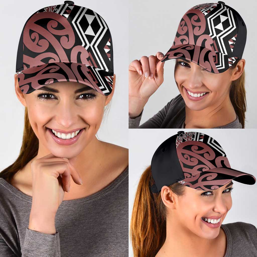 Brown New Zealand Classic Cap Aotearoa Kowhaiwhai Mix Taniko Art LT14