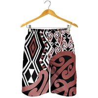 Brown New Zealand Shorts for Men Aotearoa Kowhaiwhai Mix Taniko Art LT14