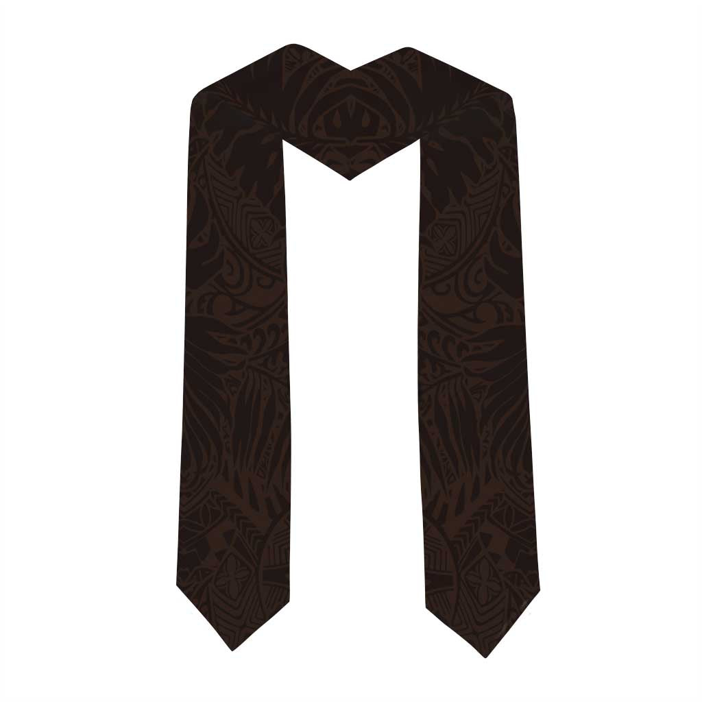 Brown Polynesia Graduation Stole Plumeria Tropical Leaves With Galaxy Polynesian Art LT14 - Polynesian Pride