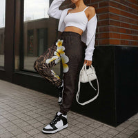 Brown Polynesia Jogger Pants Plumeria Tropical Leaves With Galaxy Polynesian Art - Polynesian Pride