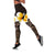 Brown Polynesia Leggings Plumeria Tropical Leaves With Galaxy Polynesian Art - Polynesian Pride