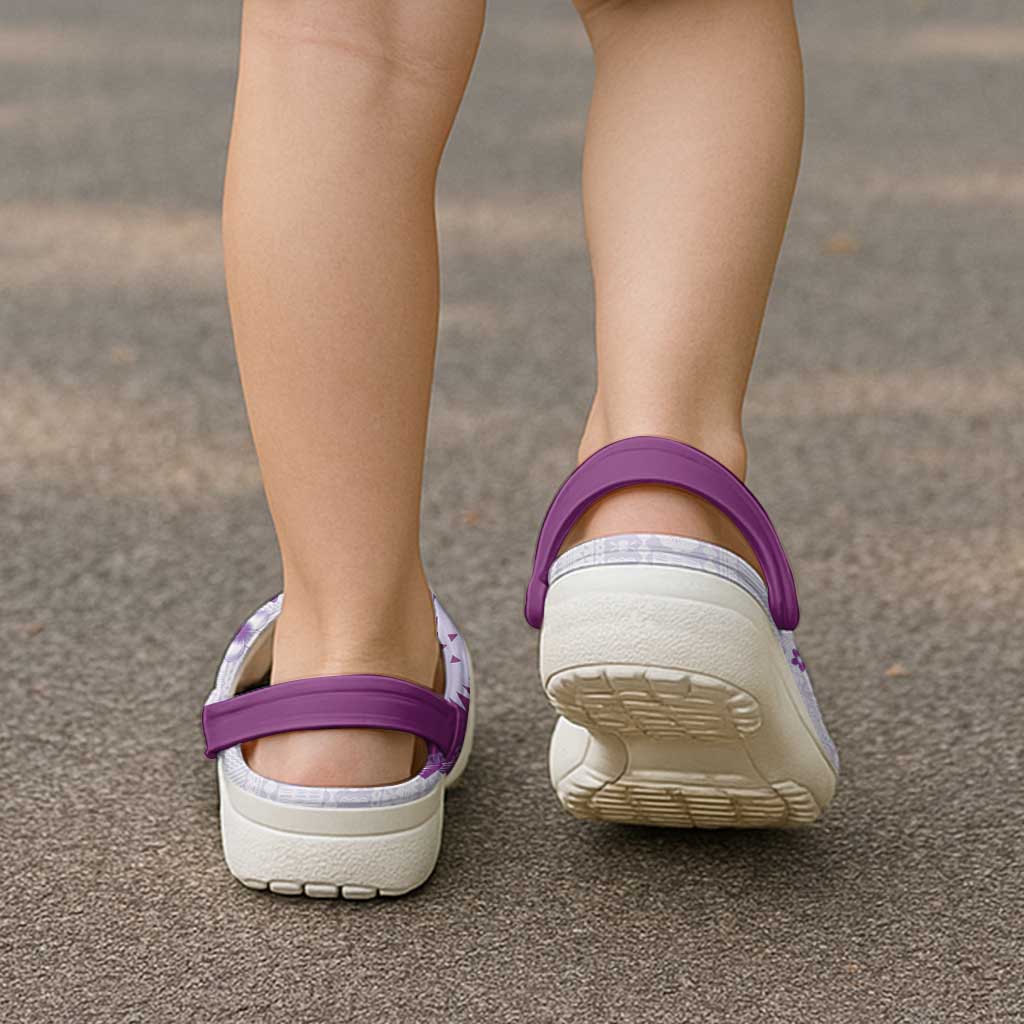 Bula Fiji Clogs Shoes Violet Plumeria Masi Tapa Pattern - Polynesian Pride