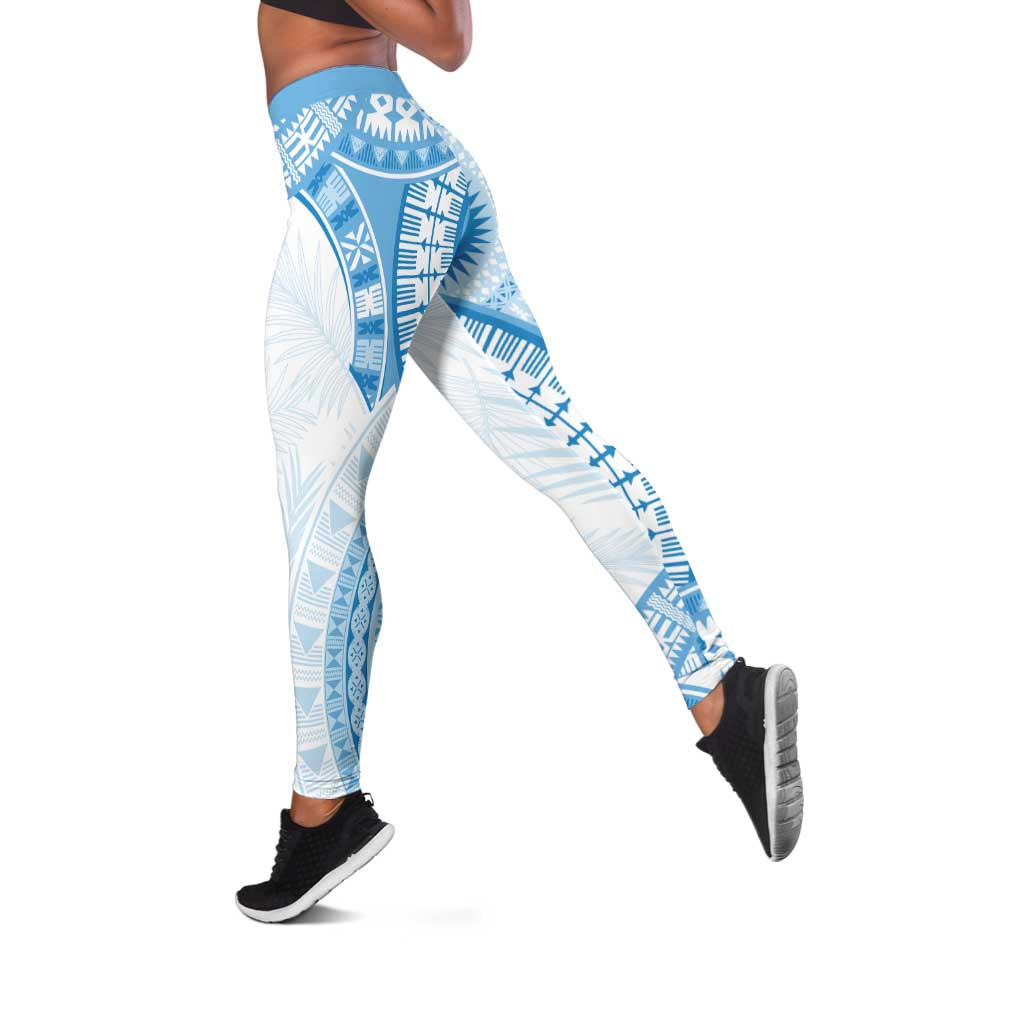 Bula Fiji Day 55th Anniversary Masi Tapa Leggings Emerald Jubilee - Turquoise - Polynesian Pride