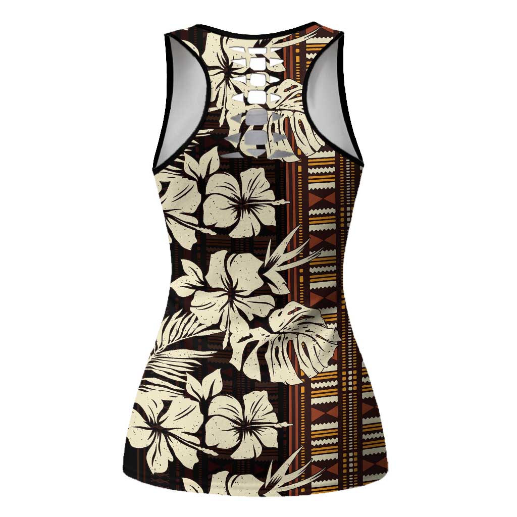 Bula Fiji Masi Hollow Tank Top Tapa Tropical Hibiscus Half Stylized - Polynesian Pride