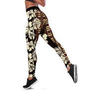 Bula Fiji Masi Leggings Tapa Tropical Hibiscus Half Stylized - Polynesian Pride