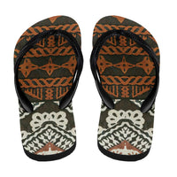 Bula Fiji Tapa Flip Flops Fijian Masi Vintage Vibes - Polynesian Pride