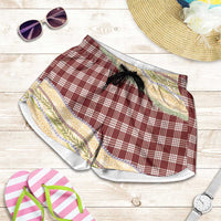 Burgundy Palaka Hawaii Leis Elegant Vibes Shorts for Women