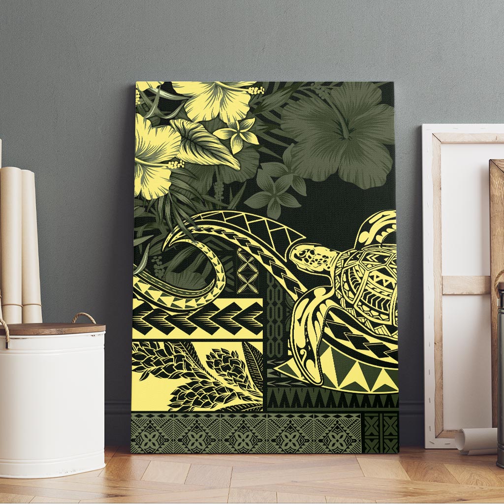 Vaiaso o le Gagana Samoa Canvas Wall Art Siapo Motif Moss Green LT7