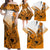 Orange Hawaii Family Matching Outfits Off Shoulder Maxi Dress And Hawaiian Shirt Polynesian Shark Tattoo LT14 - Polynesian Pride