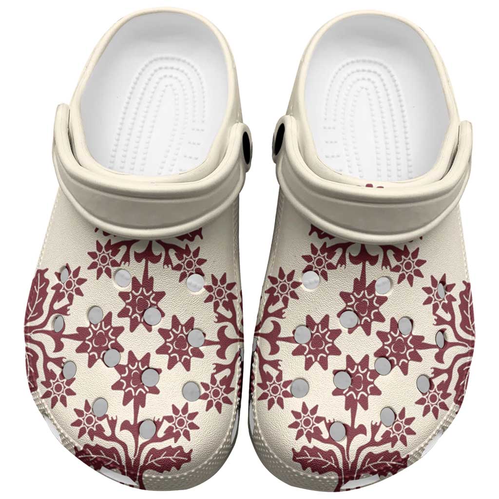 Cook Islands Maroon Tivaevae Clogs Shoes