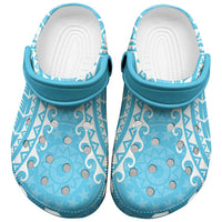 Cook Islands Mauke Clogs Shoes Polynesian Tribal Tattoo LT05 Baby Blue - Polynesian Pride