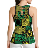 Cook Islands Mere Kiritimiti Hollow Tank Top Pacific Patchwork Xmas Vibes - Polynesian Pride