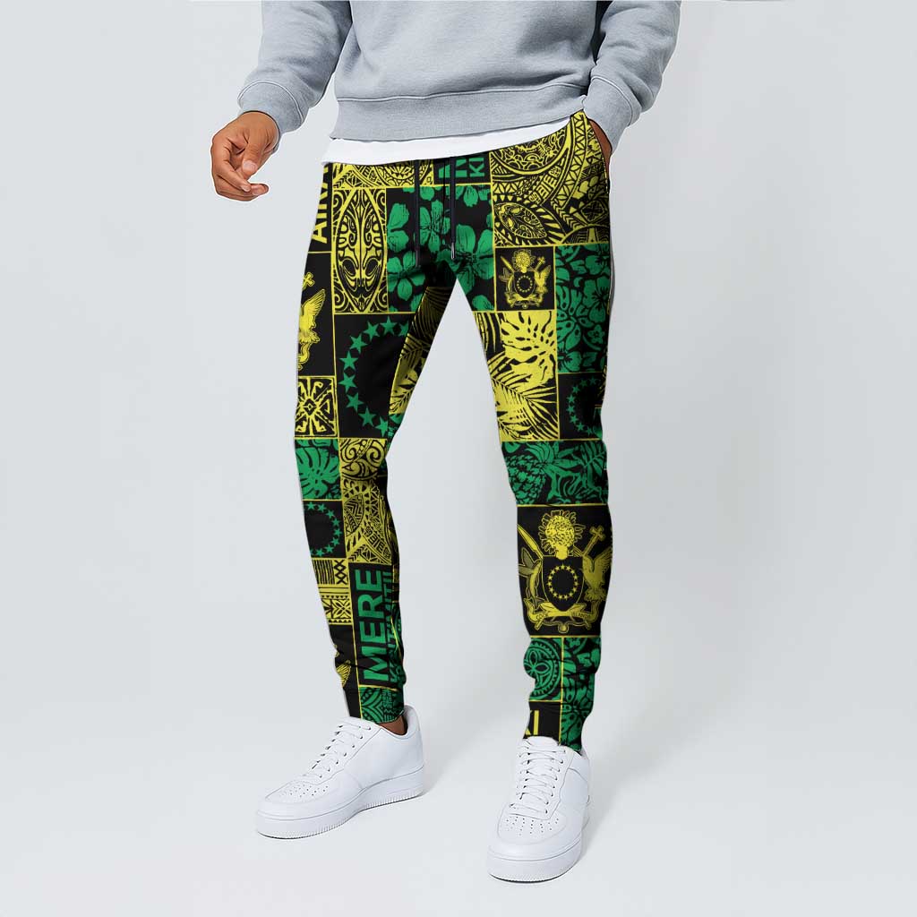 Cook Islands Mere Kiritimiti Jogger Pants Pacific Patchwork Xmas Vibes - Polynesian Pride