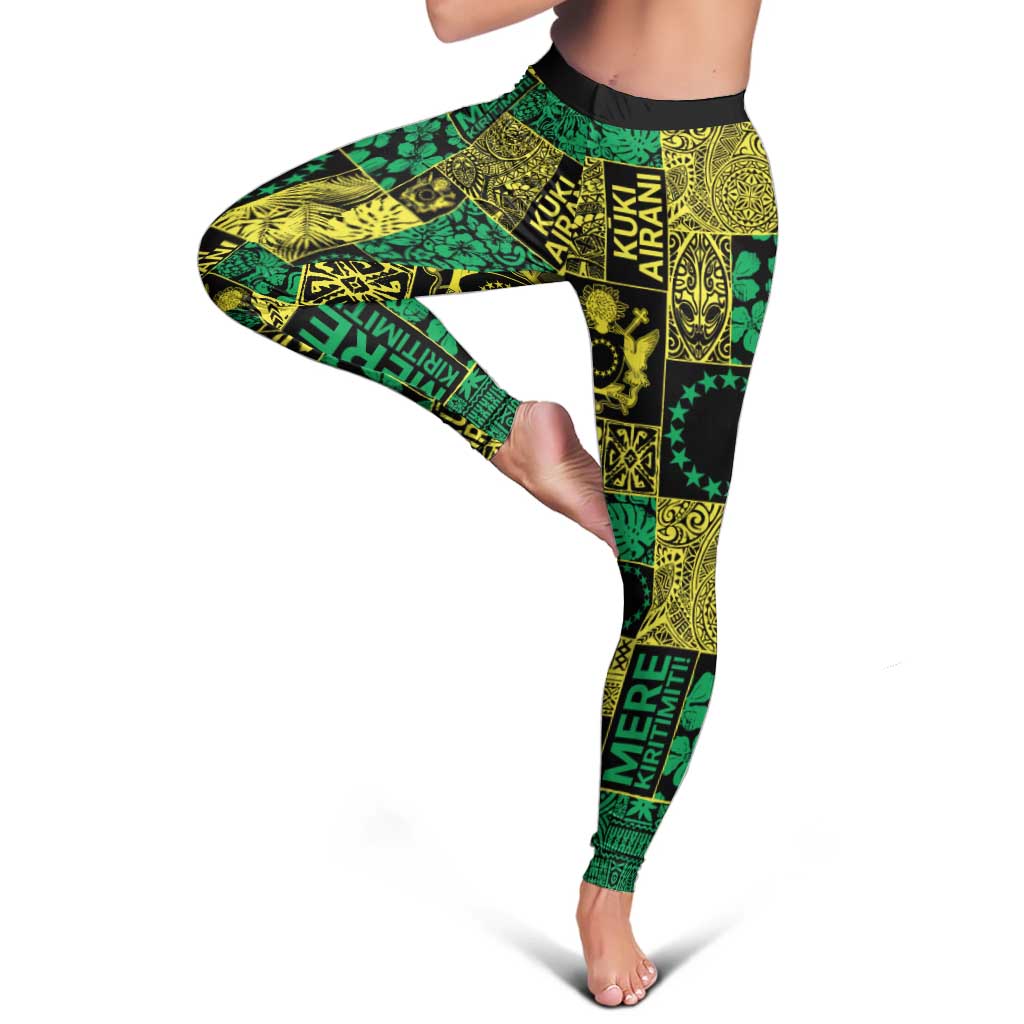 Cook Islands Mere Kiritimiti Leggings Pacific Patchwork Xmas Vibes - Polynesian Pride