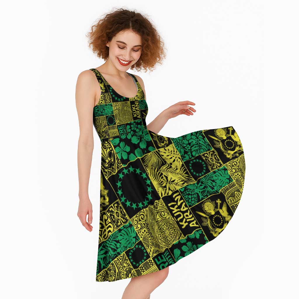 Cook Islands Mere Kiritimiti Midi Dress Pacific Patchwork Xmas Vibes - Polynesian Pride