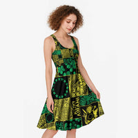 Cook Islands Mere Kiritimiti Midi Dress Pacific Patchwork Xmas Vibes - Polynesian Pride
