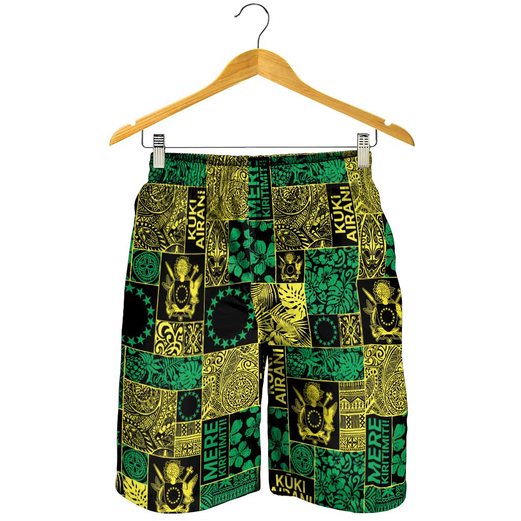 Cook Islands Mere Kiritimiti Shorts for Men Pacific Patchwork Xmas Vibes - Polynesian Pride