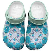 Cook Islands Tivaevae Quilt Clogs Shoes Aqua LT05 Aqua - Polynesian Pride