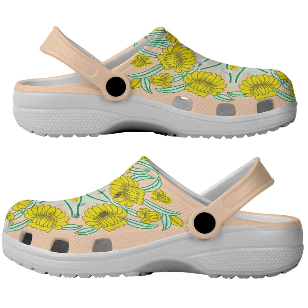 Cook Islands Tivaevae Quilt Clogs Shoes Peach