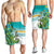Cook Islands Va'a Race Shorts for Men Te Tatau Tattoos Sporty Style Turquoise Color - Polynesian Pride