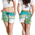 Cook Islands Va'a Race Shorts for Women Te Tatau Tattoos Sporty Style Turquoise Color - Polynesian Pride