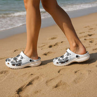 Cook Islands White Marble Tivaevae Clogs Shoes