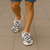 Cook Islands White Marble Tivaevae Clogs Shoes