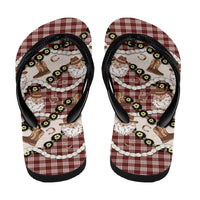 Cowboy Hawaii Mele Kalikimaka Flip Flops Paniolo Kukui Nut Pikake Lei Burgundy Version - Polynesian Pride