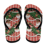Cowboy Hawaii Mele Kalikimaka Flip Flops Paniolo Kukui Nut Pikake Lei Red Version - Polynesian Pride