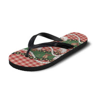 Cowboy Hawaii Mele Kalikimaka Flip Flops Paniolo Kukui Nut Pikake Lei Red Version - Polynesian Pride