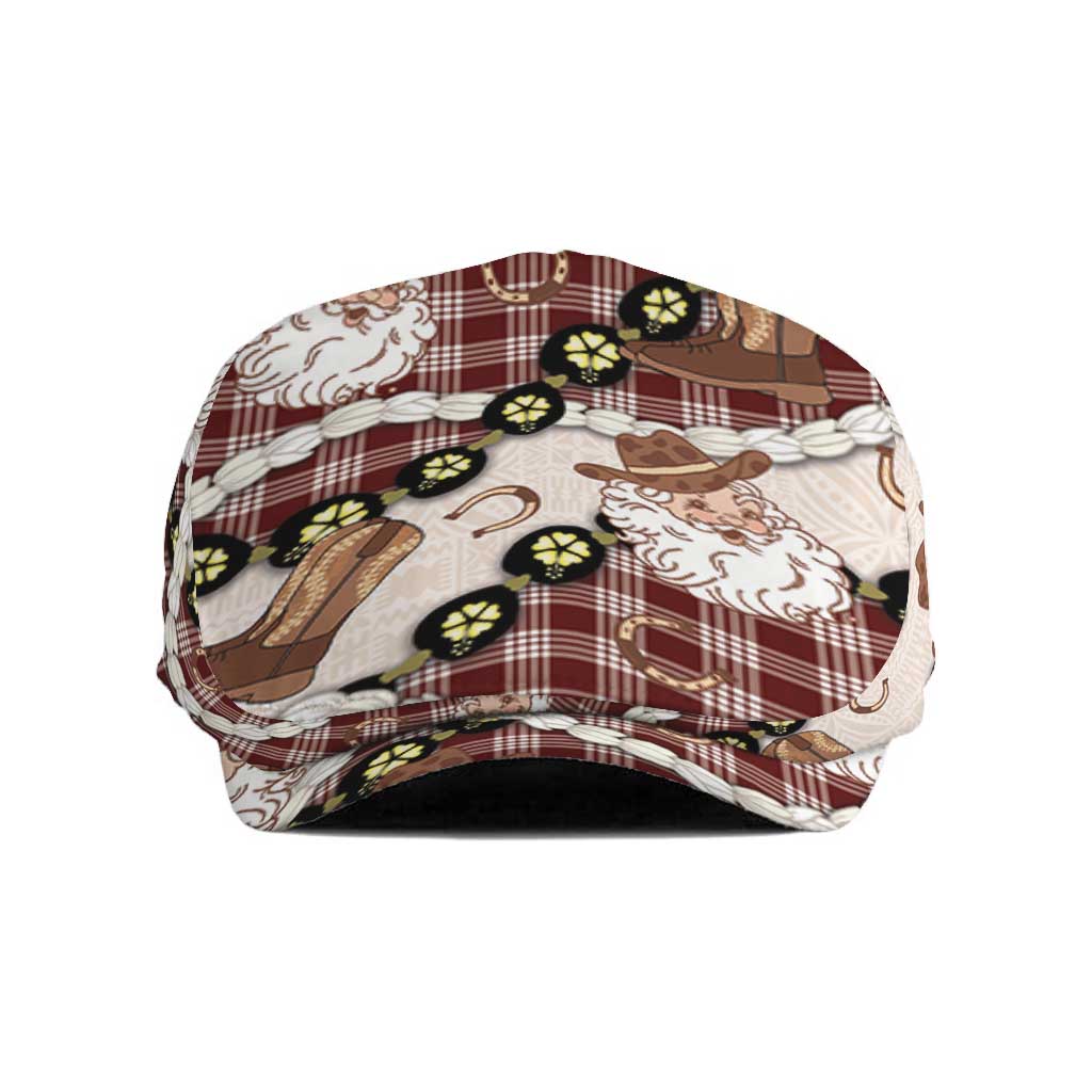 Cowboy Hawaii Mele Kalikimaka Jeff Hat Paniolo Kukui Nut Pikake Lei Burgundy Version - Polynesian Pride