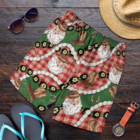 Cowboy Hawaii Mele Kalikimaka Shorts for Men Paniolo Kukui Nut Pikake Lei Red Version - Polynesian Pride