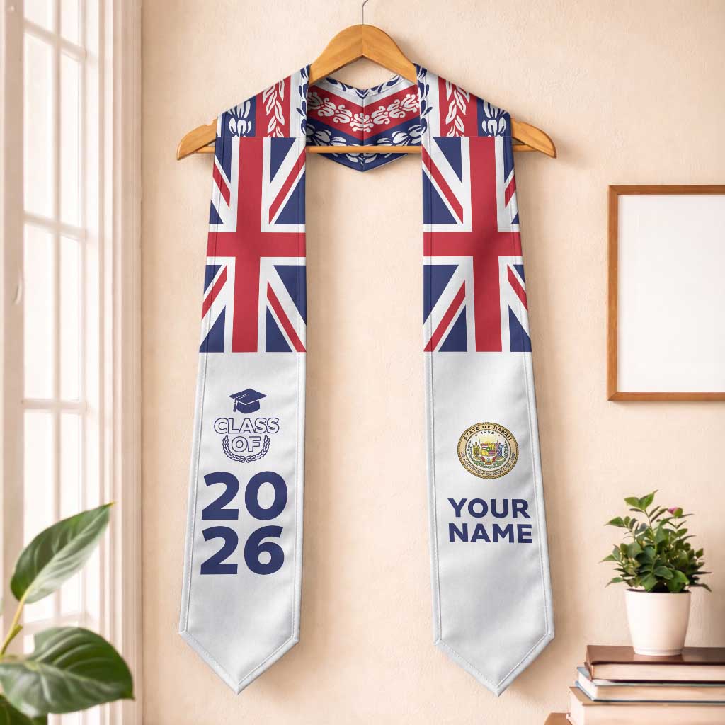 Custom Aloha Hawaii Graduation Stole Hawaiian Flag With Leis
