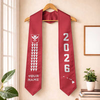 Custom Aloha Hawaii Graduation Stole Kakau Pattern Red Version