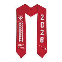 Custom Aloha Hawaii Graduation Stole Kakau Pattern Red Version