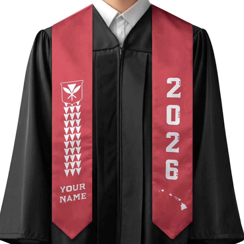 Custom Aloha Hawaii Graduation Stole Kakau Pattern Red Version