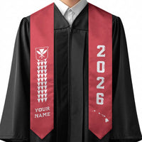Custom Aloha Hawaii Graduation Stole Kakau Pattern Red Version
