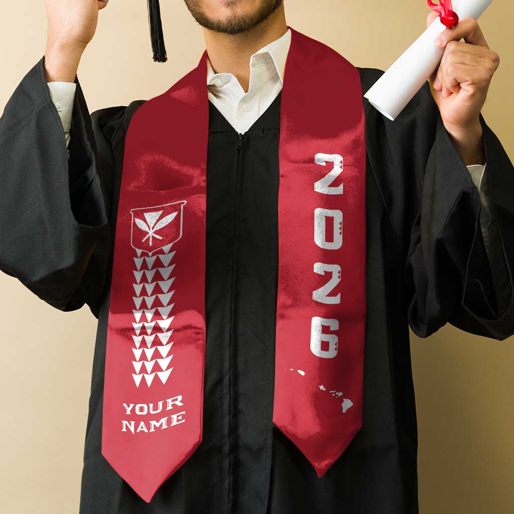 Custom Aloha Hawaii Graduation Stole Kakau Pattern Red Version