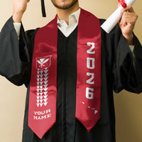 Custom Aloha Hawaii Graduation Stole Kakau Pattern Red Version
