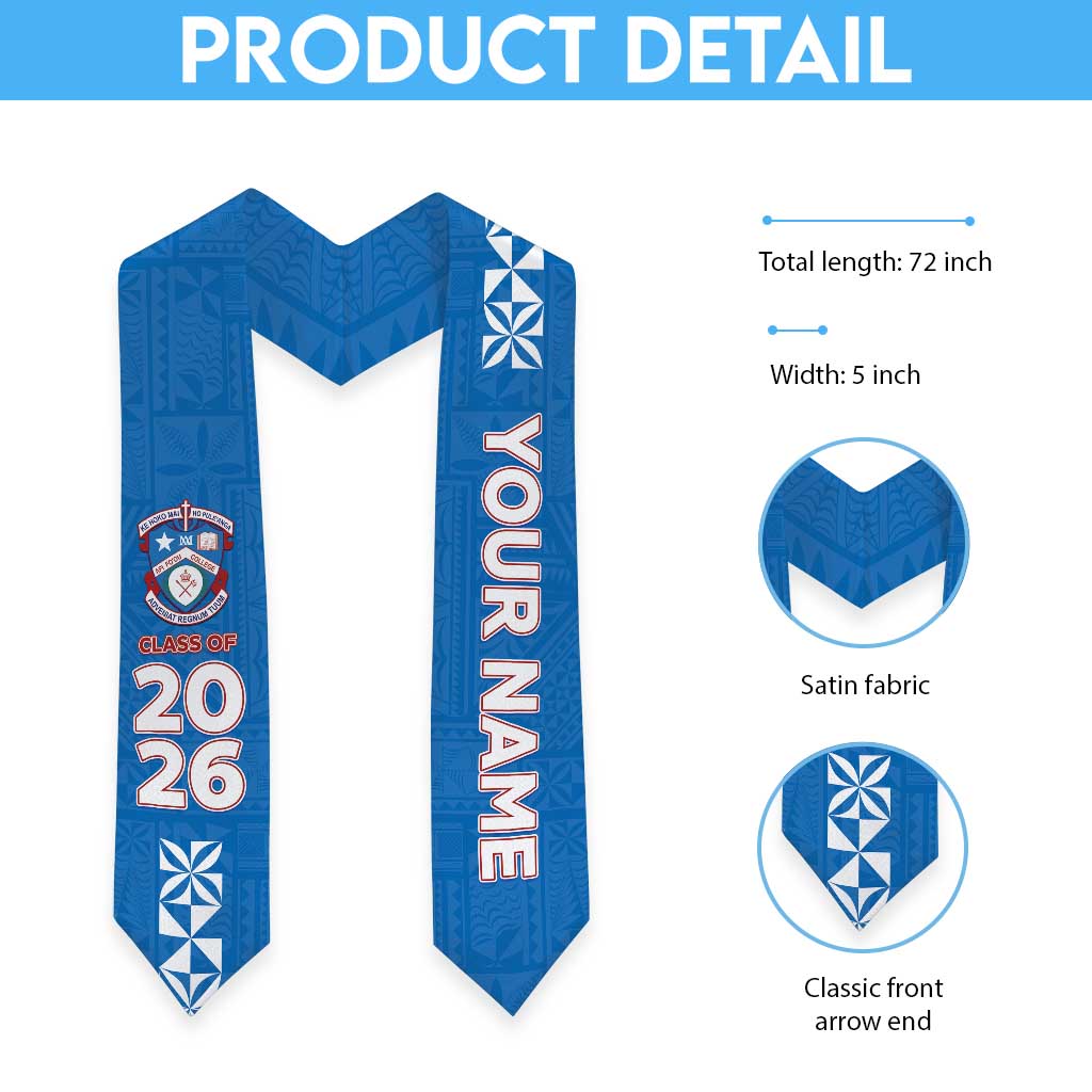 Custom Apifoou College Graduation Stole Tongan Ngatu Pattern